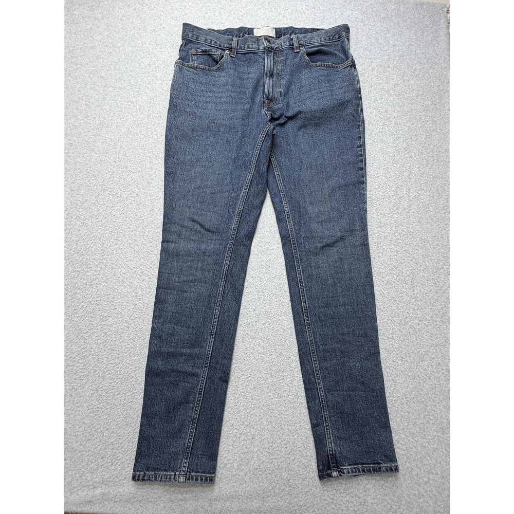 Everlane The Slim Fit Jean Jeans Mens 35x34 Blue Medium Wash Slim Straight Denim